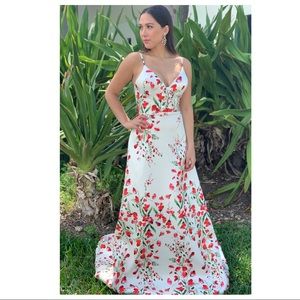 Pronovias Janis floral evening gown
